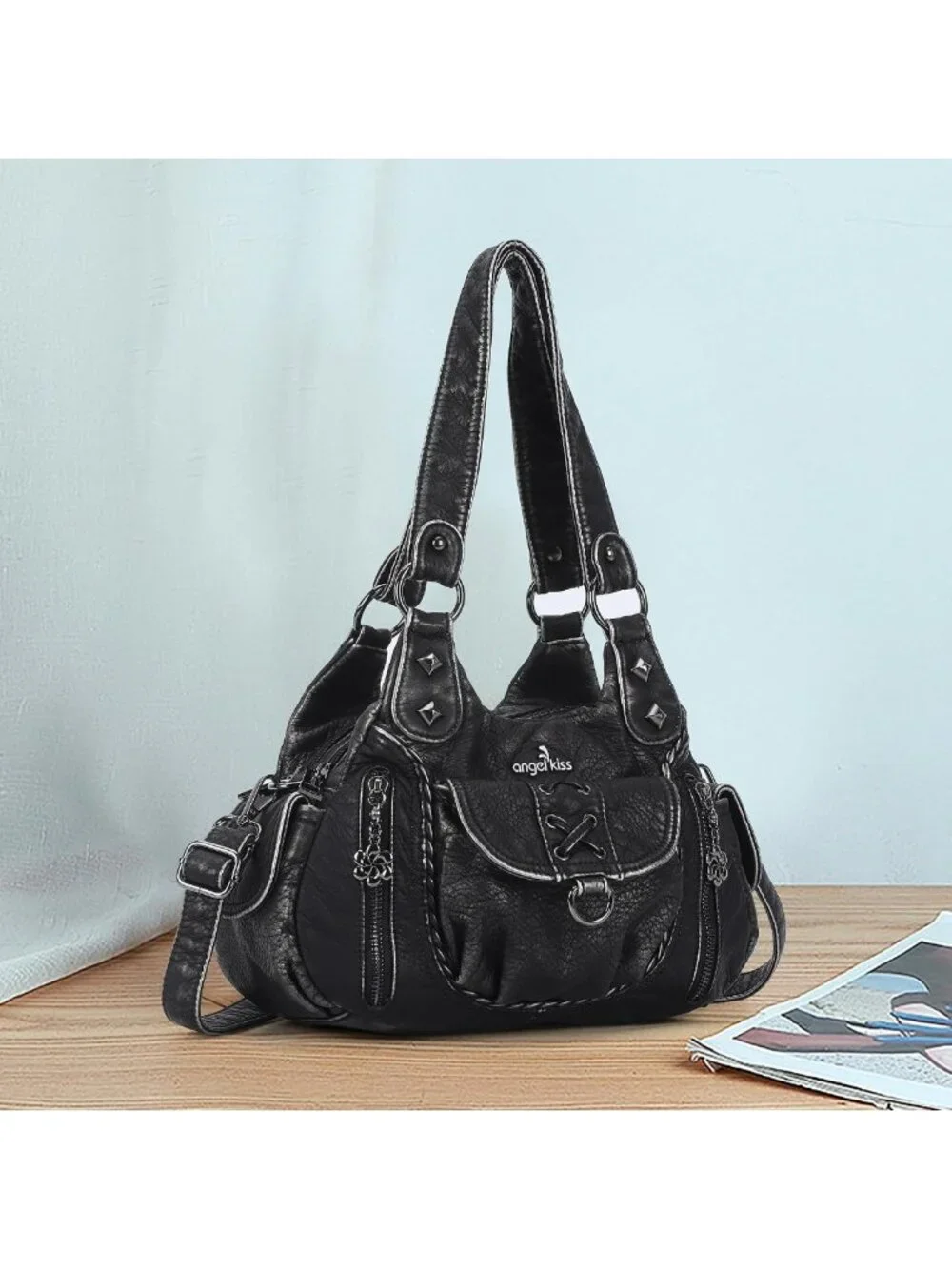 Chic Small Vegan Leather Hobo Bag for Women | Y2K Multi-Pocket Crossbody Tote